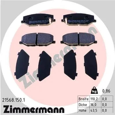 Premium Zestaw klocków hamulcowych, hamulce tarczowe ZIMMERMANN 21568.150.1