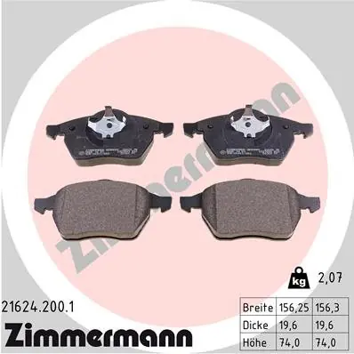 Oferta limitowana Zestaw klocków hamulcowych, hamulce tarczowe ZIMMERMANN 21624.200.1