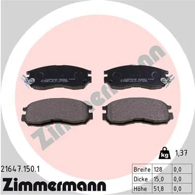 Ekspresowa dostawa Zestaw klocków hamulcowych, hamulce tarczowe ZIMMERMANN 21647.150.1