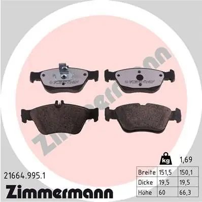Oferta limitowana Zestaw klocków hamulcowych, hamulce tarczowe ZIMMERMANN 21664.995.1