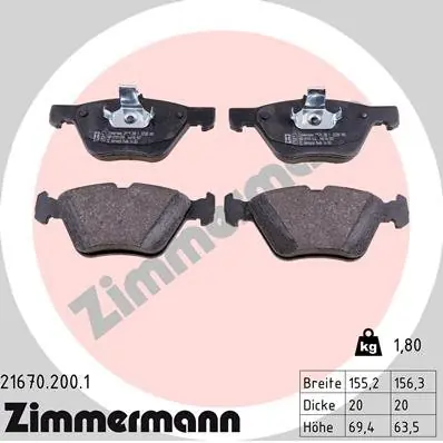 Sprawdź teraz Zestaw klocków hamulcowych, hamulce tarczowe ZIMMERMANN 21670.200.1