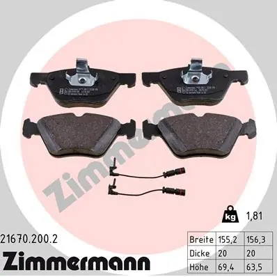 Zestaw klocków hamulcowych, hamulce tarczowe ZIMMERMANN 21670.200.2 Super okazja
