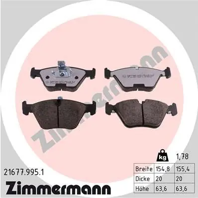 Hit sprzedaży Zestaw klocków hamulcowych, hamulce tarczowe ZIMMERMANN 21677.995.1