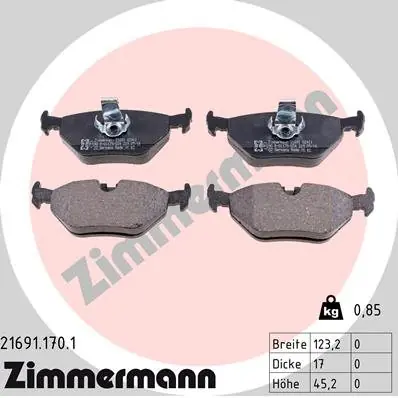 Premium Zestaw klocków hamulcowych, hamulce tarczowe ZIMMERMANN 21691.170.1