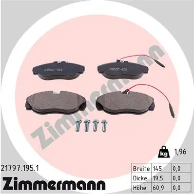 Cena promocyjna Zestaw klocków hamulcowych, hamulce tarczowe ZIMMERMANN 21797.195.1