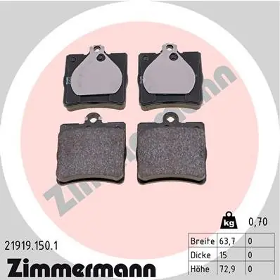 Do wyczerpania zapasów Zestaw klocków hamulcowych, hamulce tarczowe ZIMMERMANN 21919.150.1