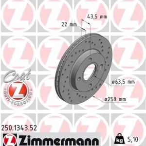 Darmowy zwrot Tarcza hamulcowa ZIMMERMANN 250.1343.52