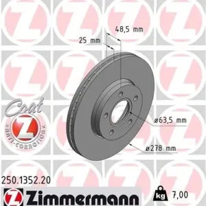 Zniżka Tarcza hamulcowa ZIMMERMANN 250.1352.20