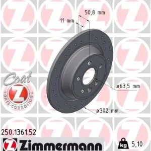 Hit sprzedaży Tarcza hamulcowa ZIMMERMANN 250.1361.52