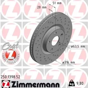 Bezpieczne zakupy Tarcza hamulcowa ZIMMERMANN 250.1398.52