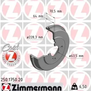 Hit sprzedaży Bęben hamulcowy ZIMMERMANN 250.1750.20