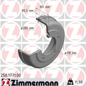 Do wyczerpania zapasów Bęben hamulcowy ZIMMERMANN 250.1771.00