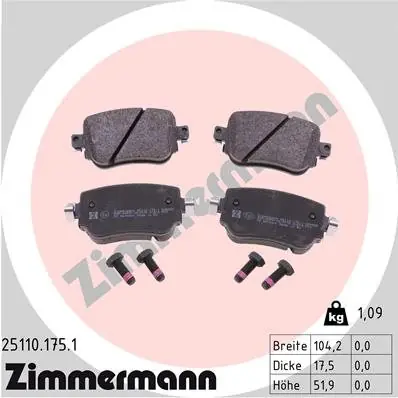 Bestseller Zestaw klocków hamulcowych, hamulce tarczowe ZIMMERMANN 25110.175.1
