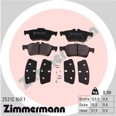 Zestaw klocków hamulcowych, hamulce tarczowe ZIMMERMANN 25212.160.1 Sprawdź teraz