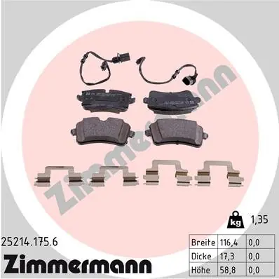 Zestaw klocków hamulcowych, hamulce tarczowe ZIMMERMANN 25214.175.6 Wyprzedaż