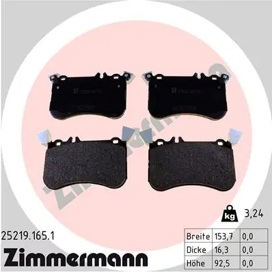 Zestaw klocków hamulcowych, hamulce tarczowe ZIMMERMANN 25219.165.1 Szybka dostawa