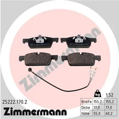 Zestaw klocków hamulcowych, hamulce tarczowe ZIMMERMANN 25222.170.2 Wyprzedaż