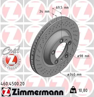 Hit sprzedaży Tarcza hamulcowa ZIMMERMANN 460.4500.20 99135140301