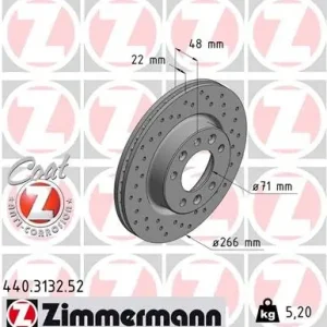 Hit sprzedaży Tarcza hamulcowa ZIMMERMANN 440.3132.52 1610704680