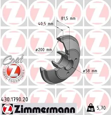 Bęben hamulcowy ZIMMERMANN 430.1790.20 4708277 Szybka wysyłka