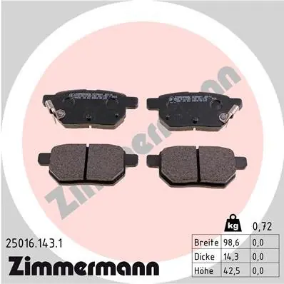 Darmowa dostawa Klocki hamulcowe ZIMMERMANN 25016.143.1 0446602210