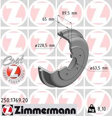 Bęben hamulcowy ZIMMERMANN 250.1769.20 4367102 Hit sprzedaży