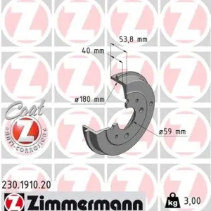 Bęben hamulcowy ZIMMERMANN 230.1910.20 7750119 Zamów dziś