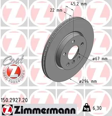 Bestseller Tarcza hamulcowa ZIMMERMANN 150.2927.20 34116866297