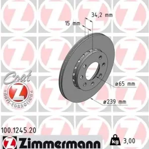 Ekspresowa dostawa Tarcza hamulcowa ZIMMERMANN 100.1245.20 6E0615301