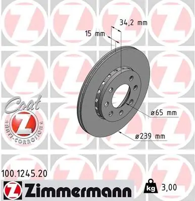 Ekspresowa dostawa Tarcza hamulcowa ZIMMERMANN 100.1245.20 6E0615301